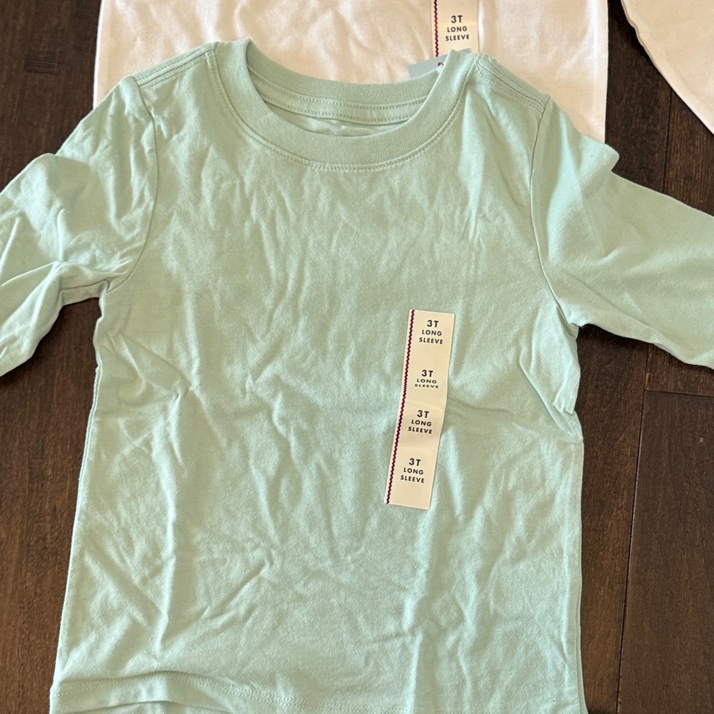 Huge Bundle of Cat & Jack Kids Long Sleeve Tees White, Mint, Mustard, Tan - Picture 4 of 6
